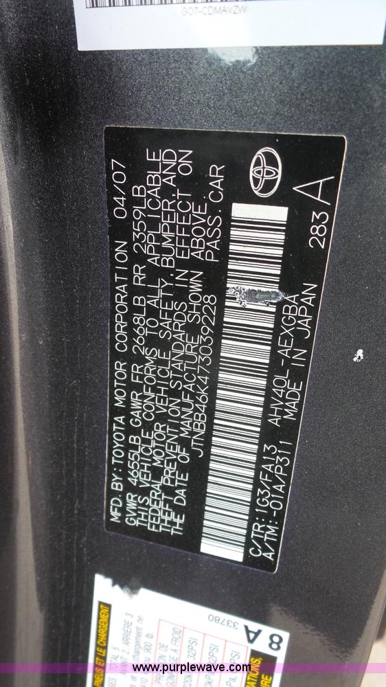 image for item K4719 2007 Toyota Camry