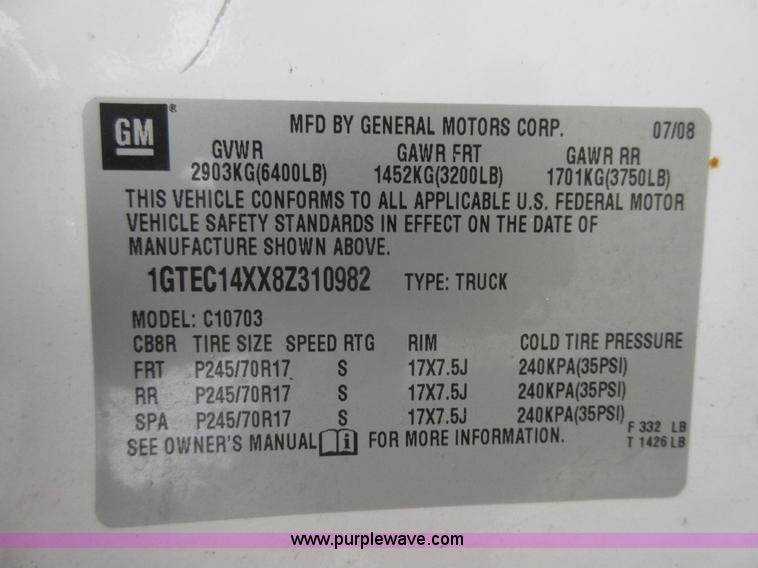 image for item L2752 2008 GMC Sierra 1500 pickup truck