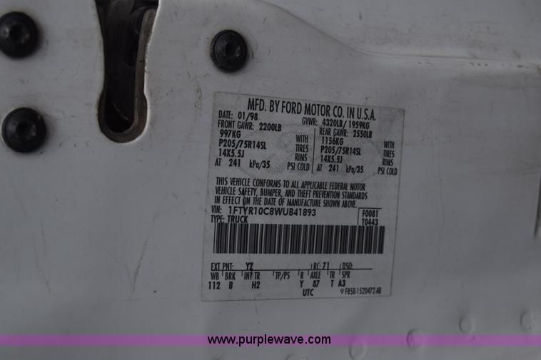 image for item K7401 1998 Ford Ranger pickup truck