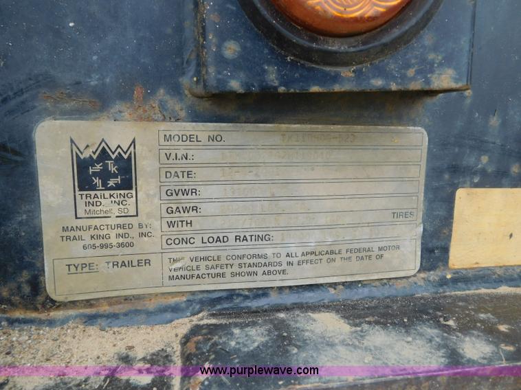 image for item K7149 2002 Trail King TK110HDG-523 lowboy equipment trailer