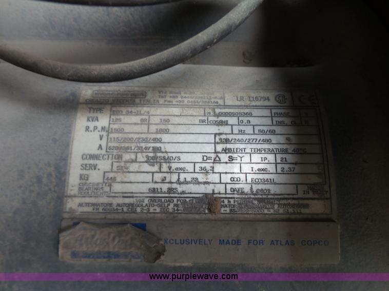 image for item K7168 1998 Atlas Copco QAS108 generator