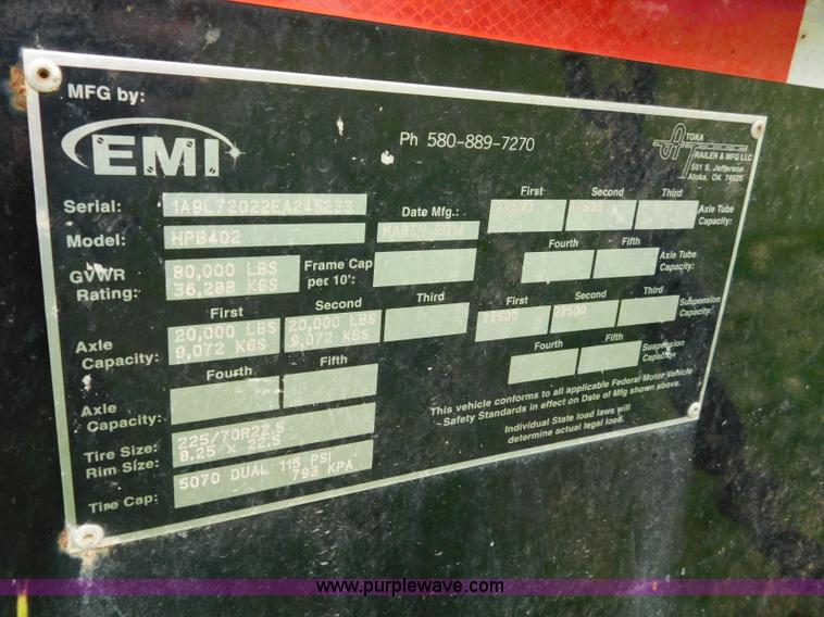 image for item L5846 2014 Atoka HBP402 axle booster trailer