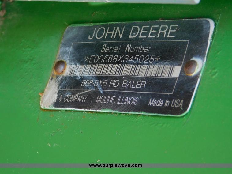 image for item L5850 2008 John Deere 568 Mega Wide Plus round baler