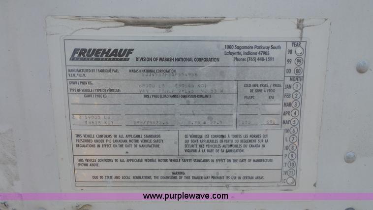 image for item K1410 1999 Fruehauf dry van trailer