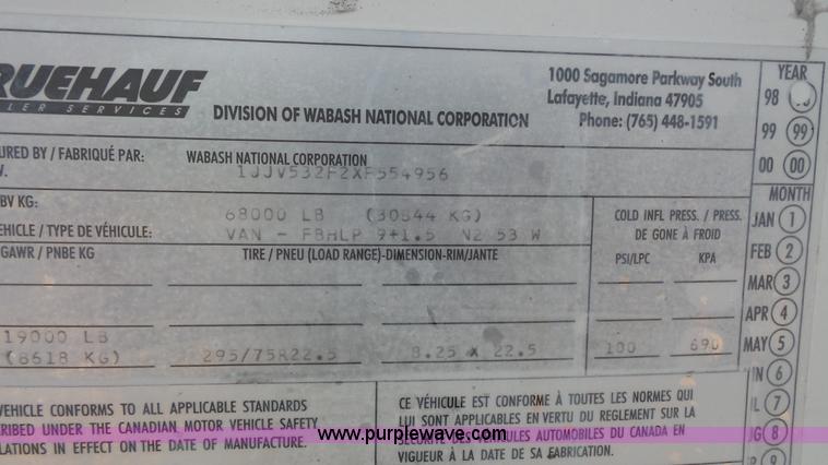 image for item K1410 1999 Fruehauf dry van trailer