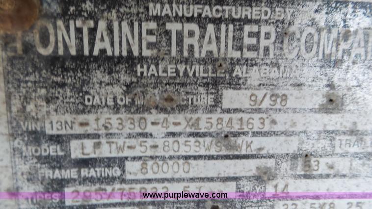 image for item K6832 1999 Fontaine LFTW-5-8053WSWK flatbed trailer
