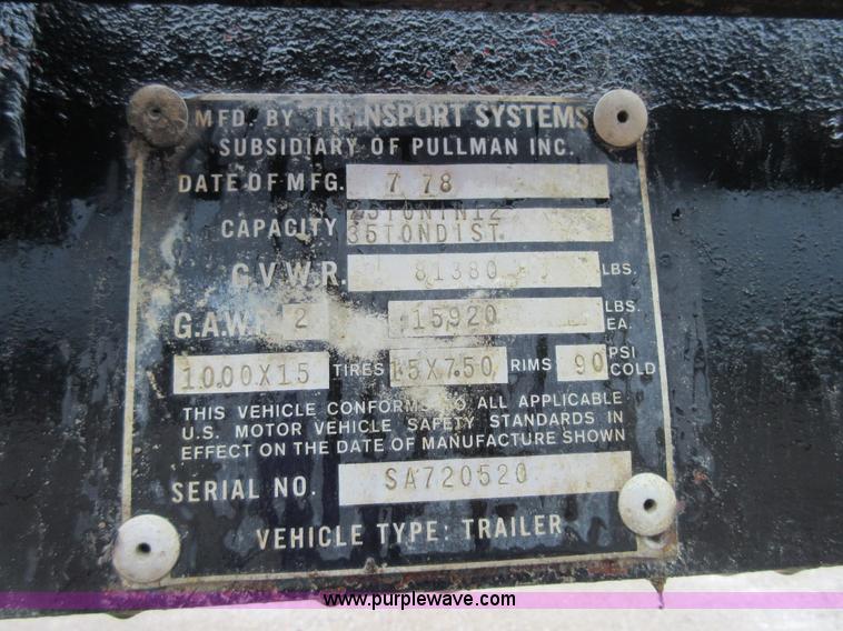 image for item I1989 1978 Transport Systems Inc drop deck trailer