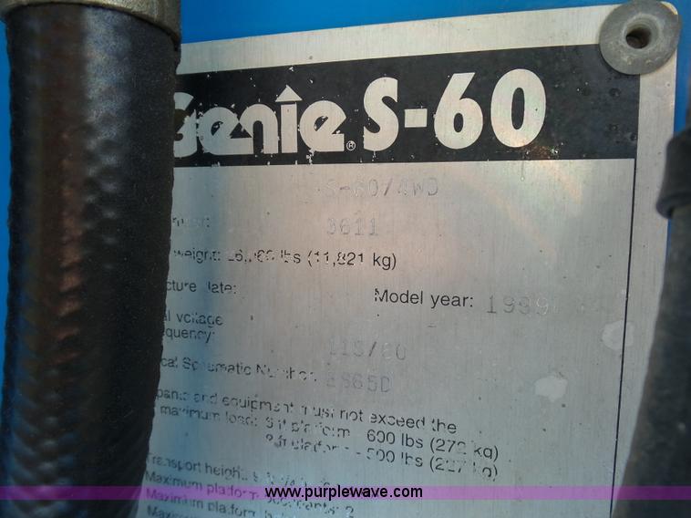 image for item J1662 1999 Genie S60 boom lift