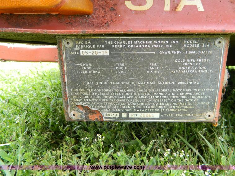 image for item J8907 2005 Ditch Witch 1330 trencher and trailer