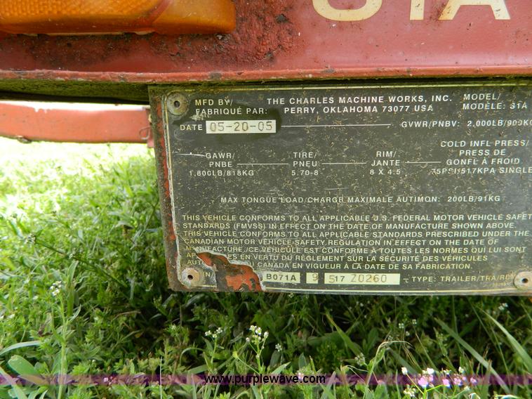 image for item J8907 2005 Ditch Witch 1330 trencher and trailer