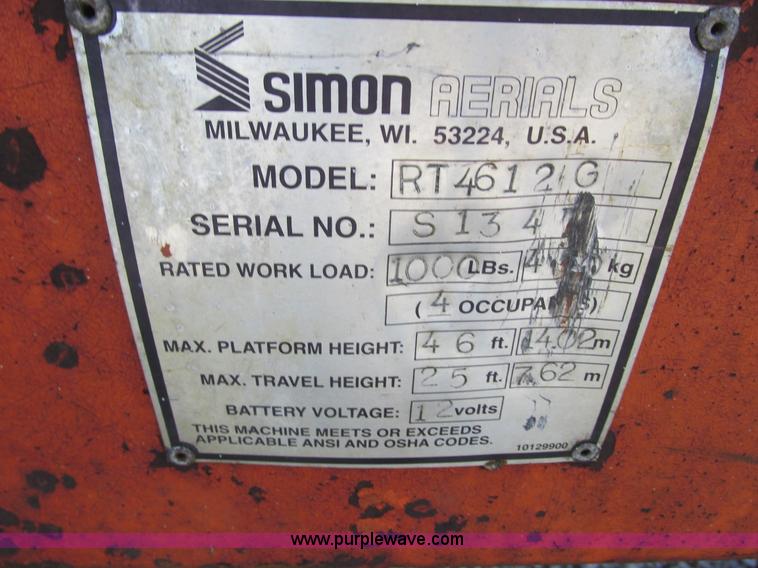 image for item K4714 Simon RT4612G scissor lift