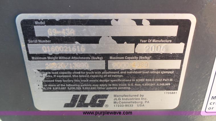 image for item K8336 2006 JLG G9-43A telehandler