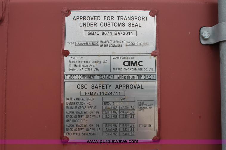 image for item K8846 2011 CIMC conex storage shipping container