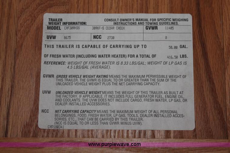 image for item K8852 2000 Cedar Creek camper