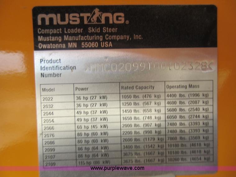 image for item L2760 Mustang 2099 skid steer