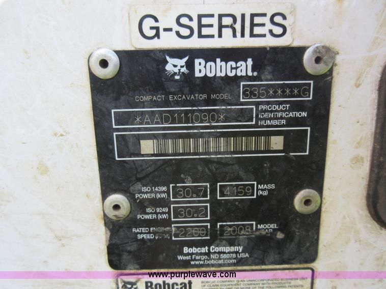 image for item L2838 2008 Bobcat 335G compact excavator