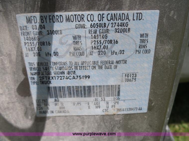 image for item BZ9575 2004 Ford F150 SuperCab pickup truck