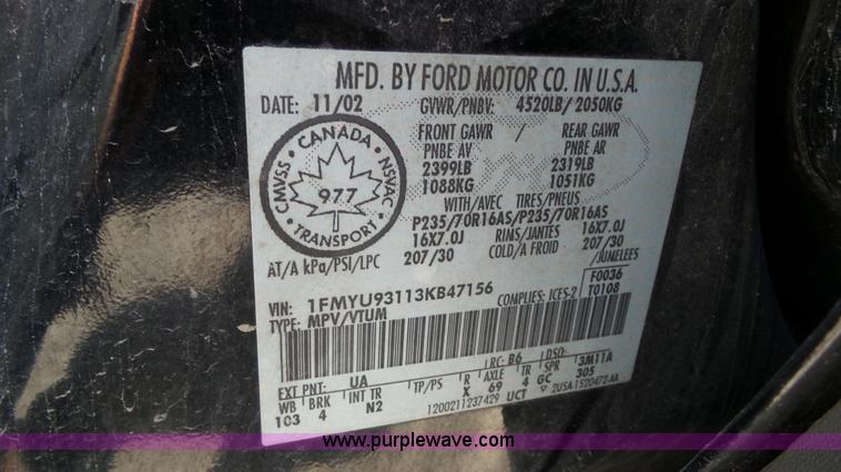image for item BZ9757 2003 Ford Escape XLT SUV