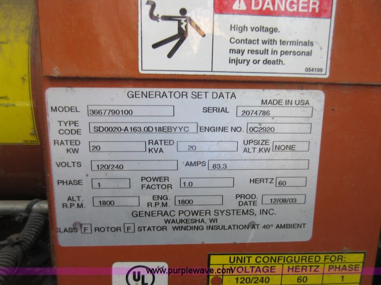 image for item K7896 (3) Generac 2000 Series generator