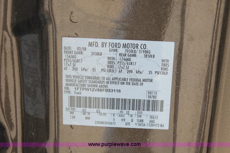 image for item K8809 2008 Ford F150 XLT SuperCrew pickup truck