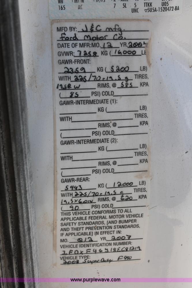 image for item K8830 2008 Ford F450 Super Duty XL flatbed truck