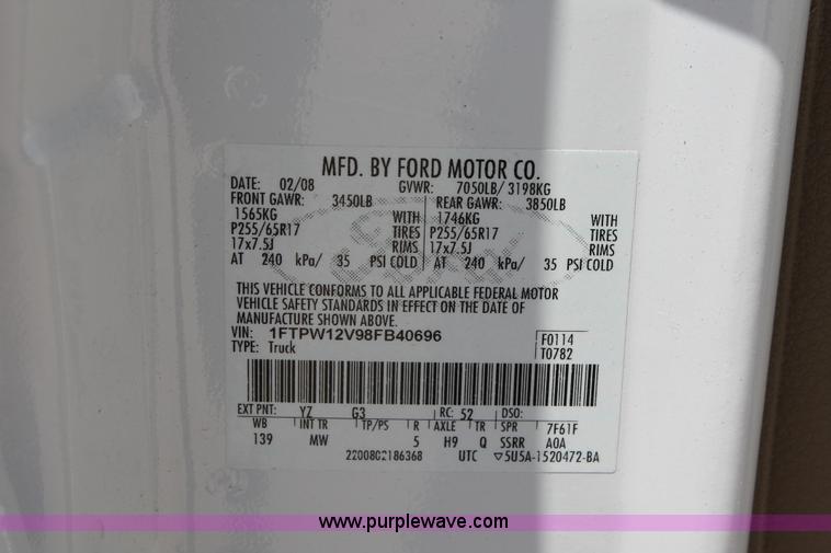 image for item K8832 2008 Ford F150 XLT SuperCrew pickup truck