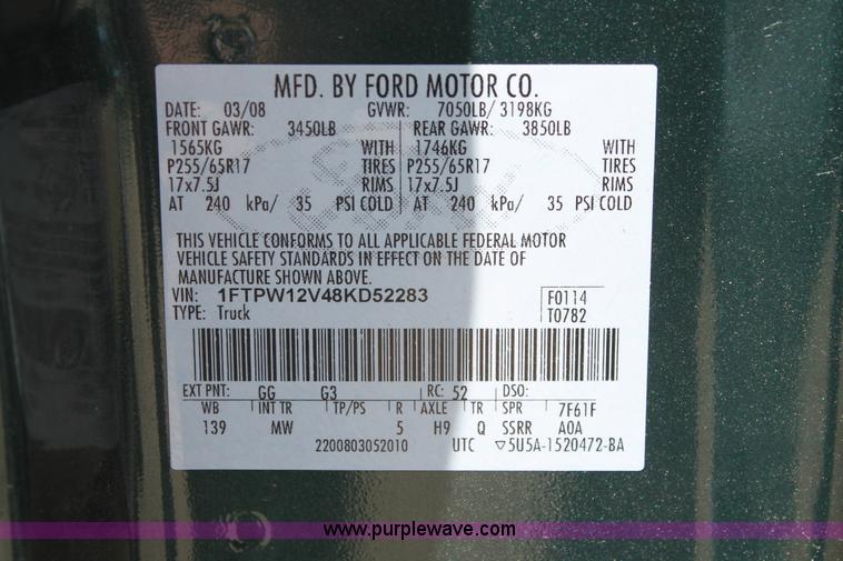 image for item K8837 2008 Ford F150 XLT SuperCrew pickup truck