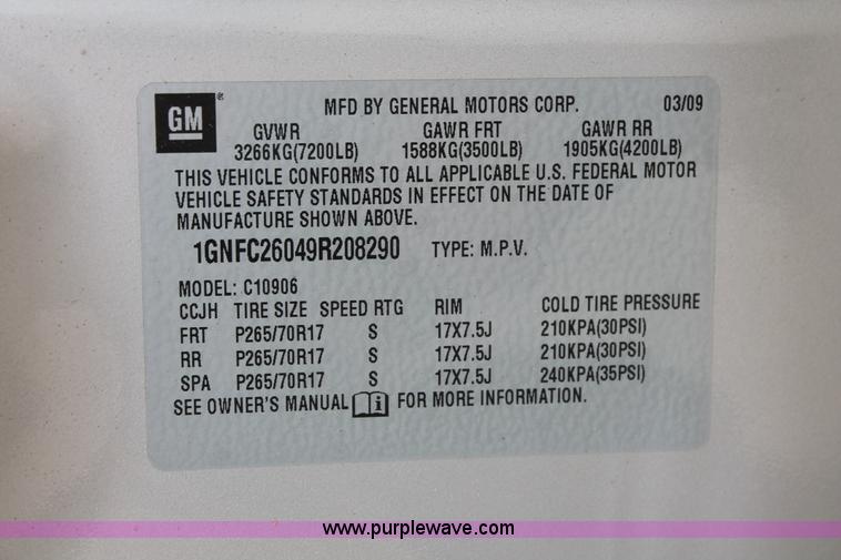 image for item K8839 2009 Chevrolet Suburban 1500 LT SVU