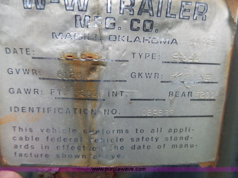 image for item L2045 1981 WW livestock trailer