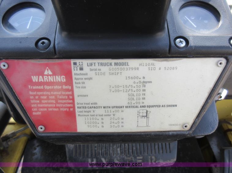 image for item L2798 Hyster 110 forklift