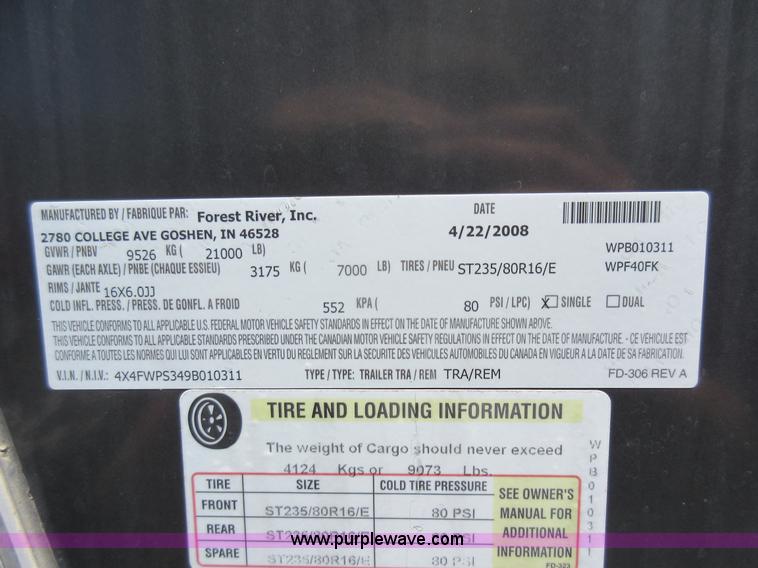 image for item L2827 2009 Forest River Work & Play toy hauler trailer