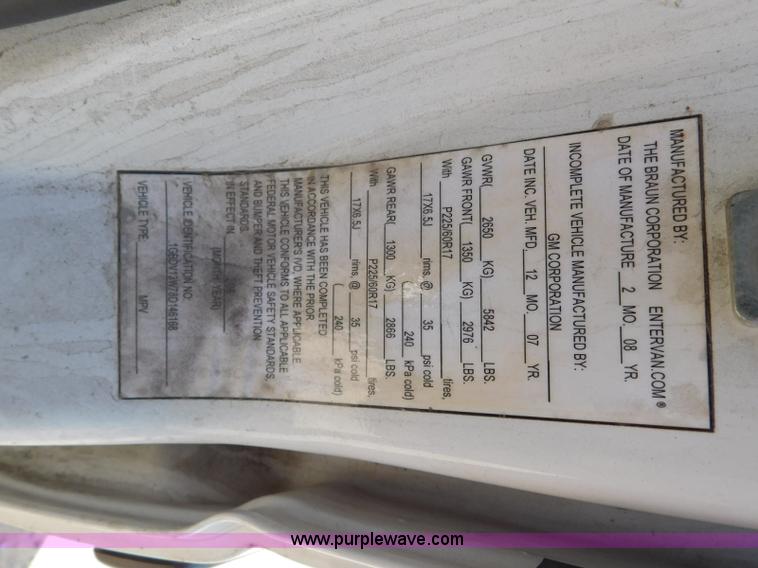 image for item L5886 2008 Chevrolet Uplander van