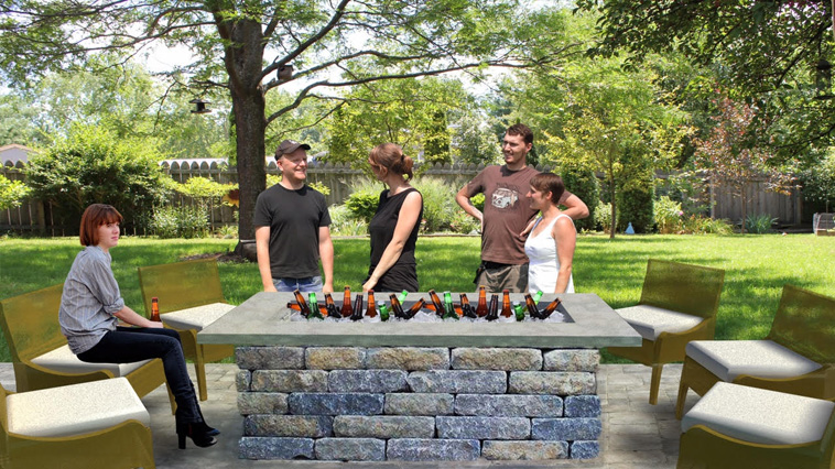 image for item F1490 Custom Limestone Fire Table\/Wine Table