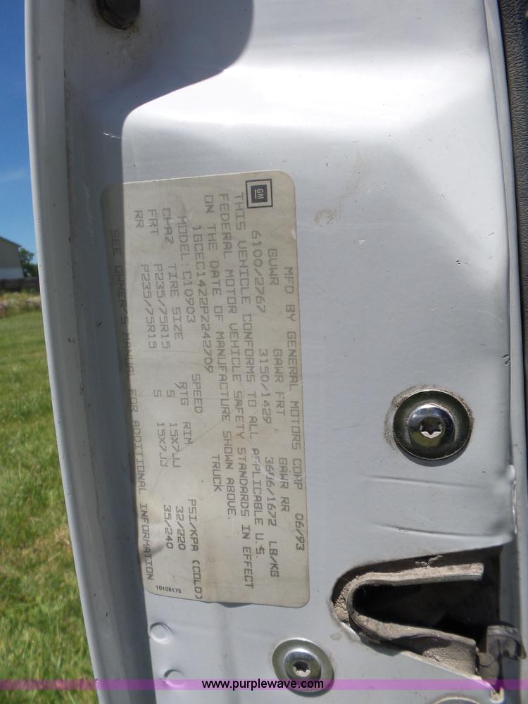 image for item BZ9580 1993 Chevrolet 1500 pickup truck