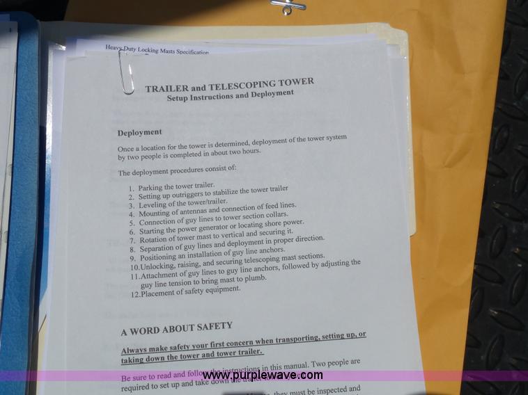 image for item J4861 1997 Mobile power line telescopic tower and trailer