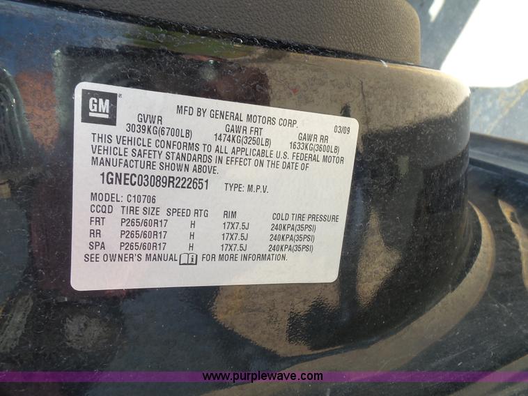 image for item J4865 2009 Chevrolet Tahoe Police SUV