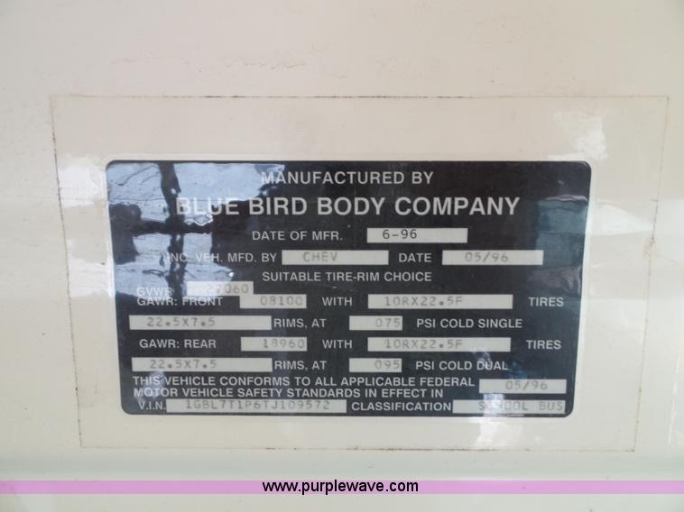 image for item J4887 1997 Chevrolet Blue Bird school bus