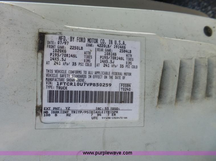 image for item J4919 1997 Ford Ranger pickup truck