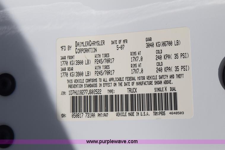 image for item L3834 2007 Dodge Ram 1500 Quad Cab pickup truck