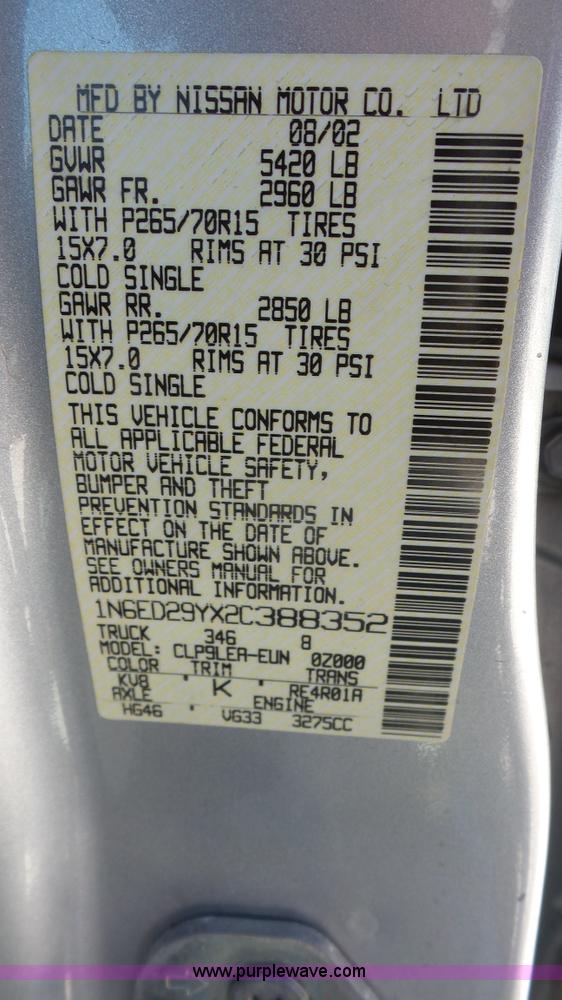 image for item L4797 2002 Nissan Frontier SE Crew Cab pickup truck