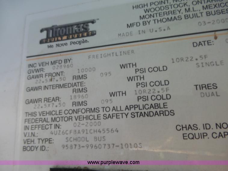 image for item L5734 2001 Freightliner FS65 school bus