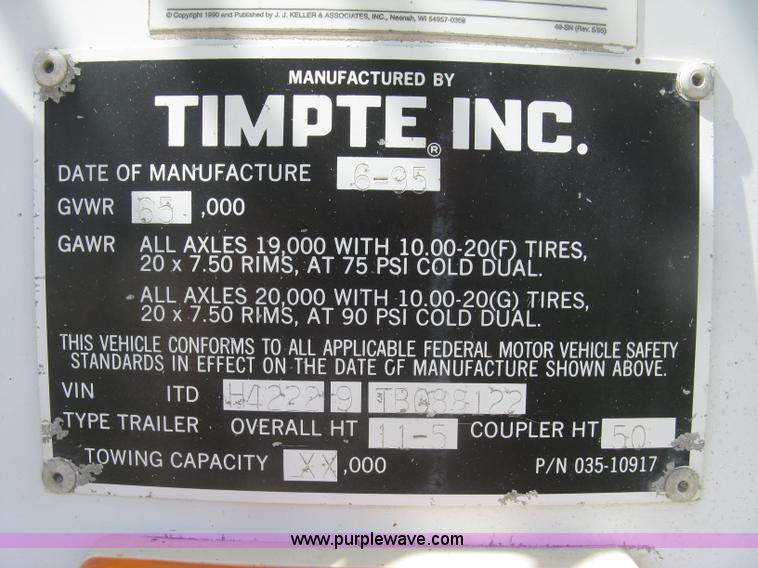 image for item L3829 1996 Timpte Super Hopper double hopper bottom trailer