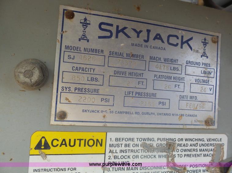 image for item AL9150 1997 Sky Jack III 4626 scissor lift