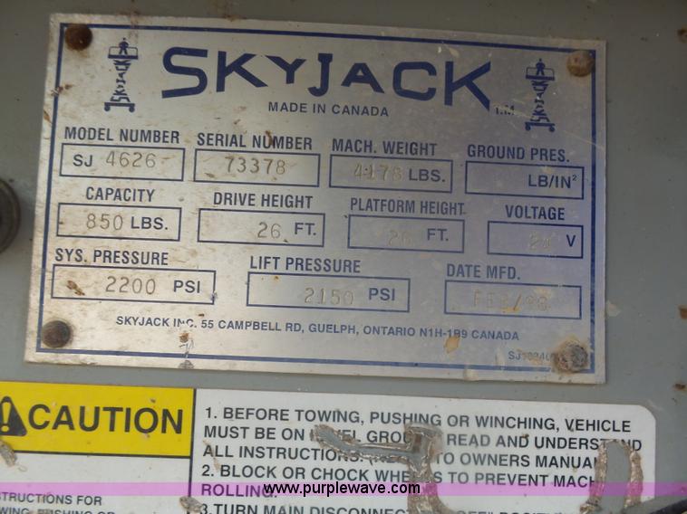 image for item AL9150 1997 Sky Jack III 4626 scissor lift