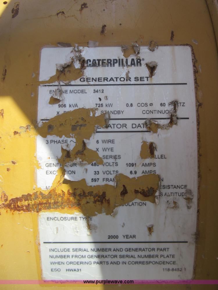 image for item K7899 2000 Caterpillar 3412 SR4B generator