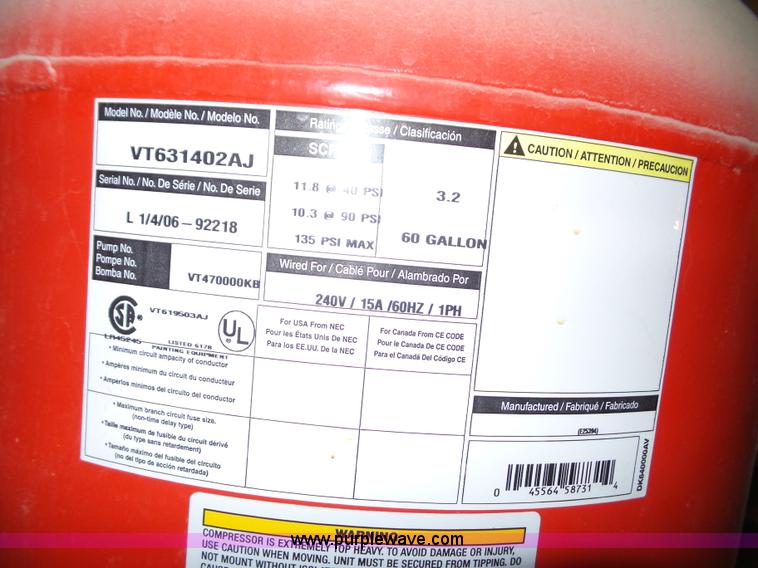 image for item BG9428 Husky Pro VT631402AJ air compressor