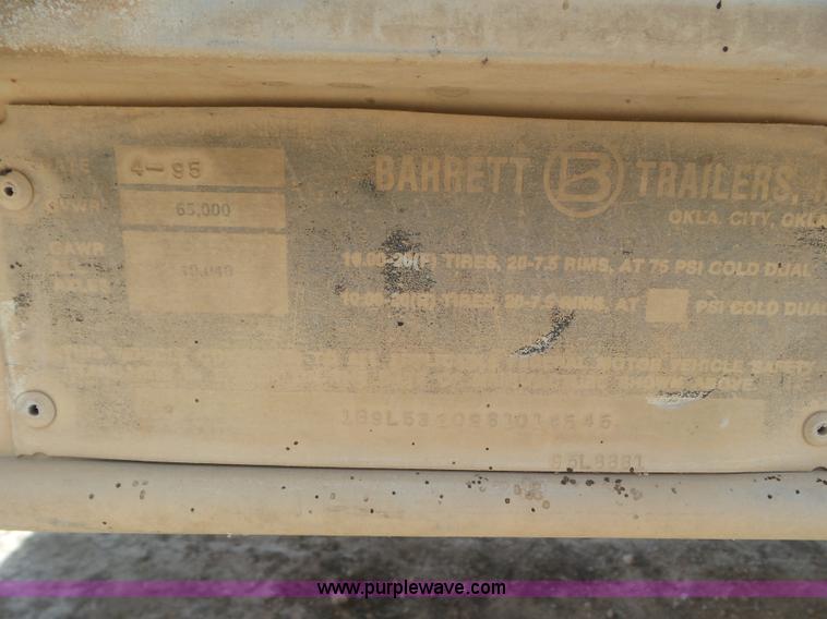 image for item CC9844 1995 Barrett Hog Deck livestock trailer