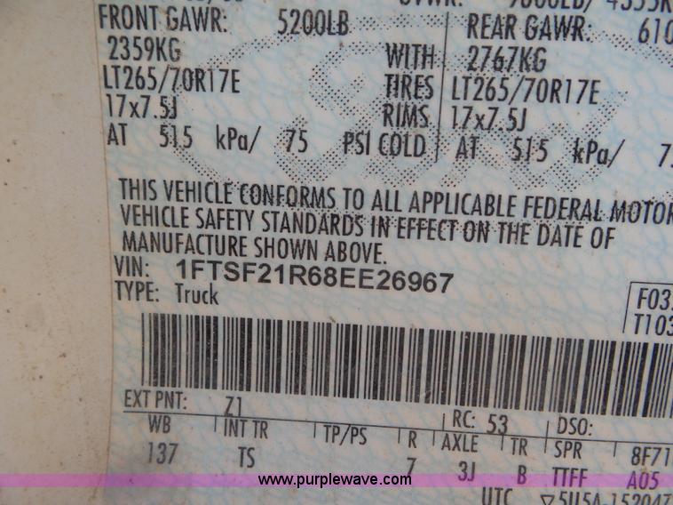 image for item CC9862 2008 Ford F250 Super Duty pickup truck