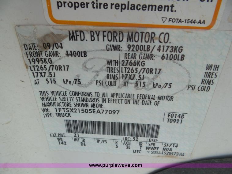 image for item CC9884 2005 Ford F250 Super Duty SuperCab pickup truck