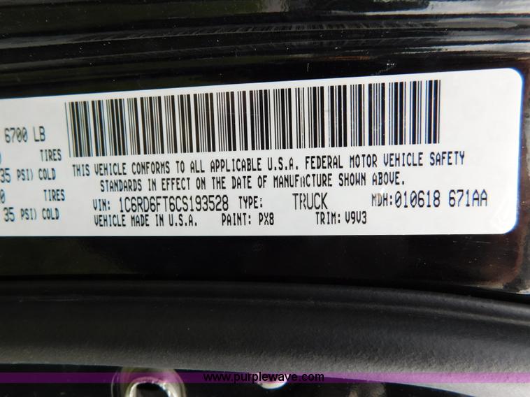 image for item J7298 2012 Dodge Ram 1500 Quad Cab pickup truck